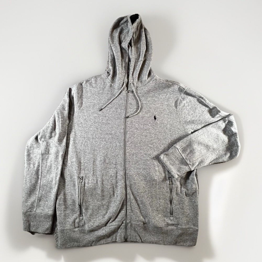 Polo Ralph Lauren Performance Gray Zip Hoodie Sweatshirt Mens‎ Size XXL
